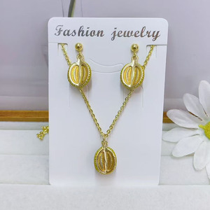 Gold CZ Pave Cherry Esmalte <span class=keywords><strong>Blackberry</strong></span> Peach Durian Fruit Charms Pendiente y collar, Accesorios de mujer Conjuntos de joyería para mujer - Product Image 5