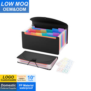 แฟ้มเก็บใบเสร็จแบบพับ 13 ช่อง ขนาด A6 แพ็ค 2 ชิ้น แฟ้มเก็บคูปองแบบพับขนาดเล็ก พร้อมป้ายชื่อ สีชมพู ผลิตในประเทศจีน - Product Image 1