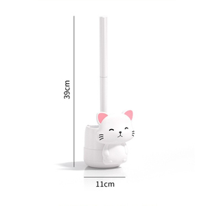 FF5663 Kit de <span class=keywords><strong>brosse</strong></span> de nettoyage pour toilettes en silicone avec support, motif <span class=keywords><strong>chat</strong></span> de dessin animé, pour la maison - Product Image 2