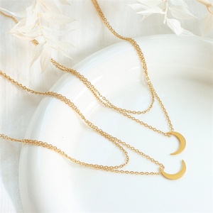 สร้อยคอโชคเกอร์สแตนเลสสตีลสองชั้นประดับจี้รูปพระจันทร์ยอดนิยม - Product Image 2