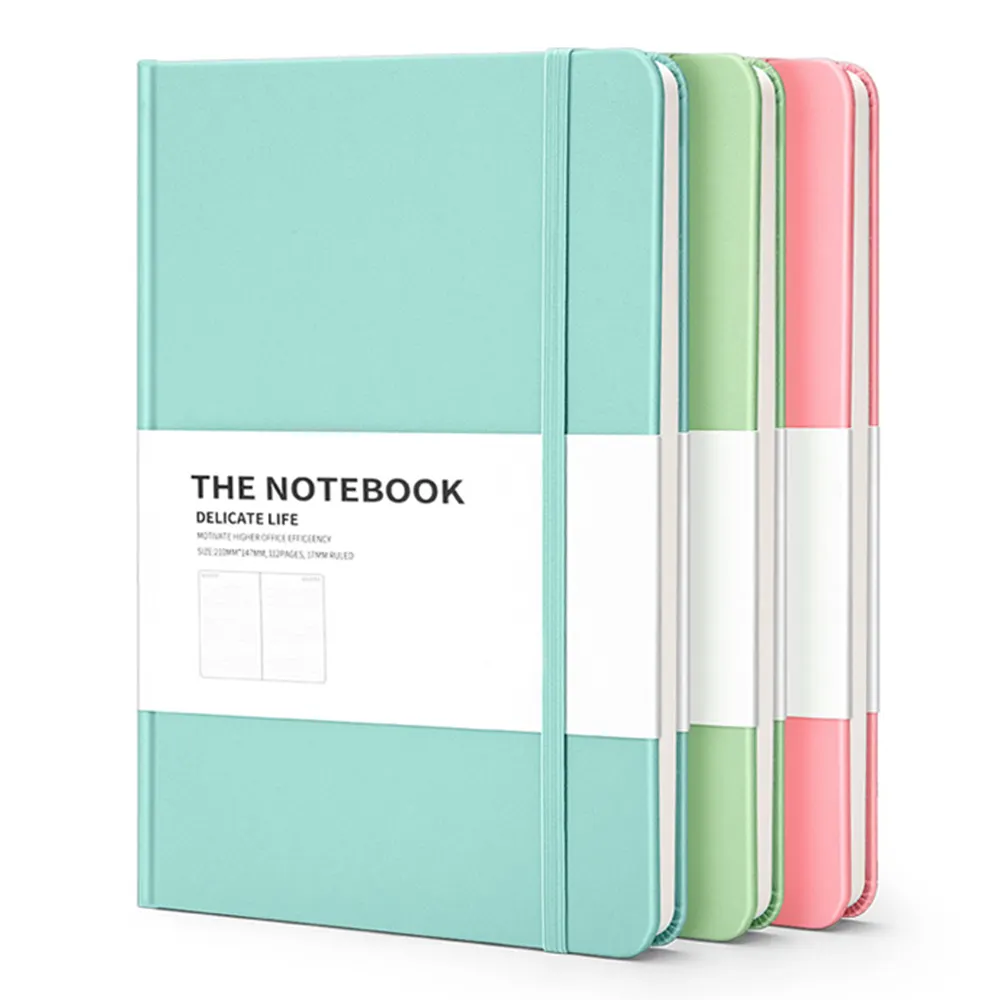 Custom A5 Plain Pu Leather Cover Macron Notebook Dagboek Promotionele Journal Agenda Boek