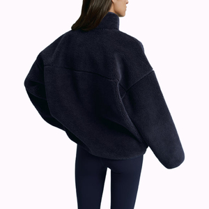<span class=keywords><strong>Veste</strong></span> surdimensionnée pour <span class=keywords><strong>femme</strong></span> avec logo personnalisé, <span class=keywords><strong>bleu</strong></span> <span class=keywords><strong>marine</strong></span>, poche zippée, manches longues, <span class=keywords><strong>veste</strong></span> d'automne, <span class=keywords><strong>veste</strong></span> en sherpa d'hiver pour <span class=keywords><strong>femme</strong></span> - Product Image 2