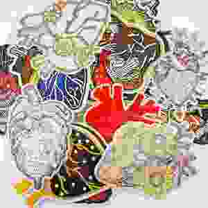 Patchs Cœur Thermocollants en Feutre Non Tissé Brodé Écologique, Style Gothique Bohème Anatomique Fantaisie, pour Chapeaux - Product Image 6