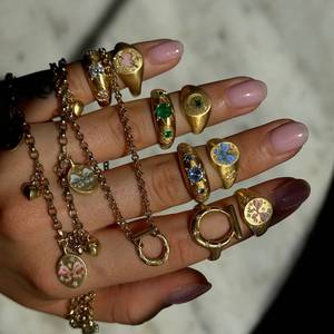빈티지하고 트렌디한 사자 인어 하트 지르콘 스테인리스 스틸 18K 금도금 반지 발렌타인데이 선물 - Product Image 4