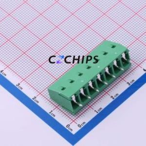 MX128-5.08-07P-GN01-Cu-Y-A Screw Terminal Block Through hole Component (THT),P=5.08mm Connector 1x7P 5.08mm Green Through Hole - Product Image 2