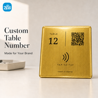 Panneau de table personnalisé en PVC avec code NFC et QR, 13,56 MHz, effet visuel or brossé, pour menu de restaurant et avis Google