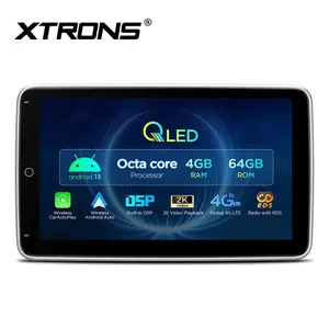 XTRONS 10.1 Polegada Android 13 4 + 64GB Autoradio 1Din Rotatable Carplay Tela Android Auto 4G LTE 2K Video Car Multimedia Player