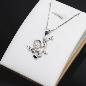 ถาดเปล่าสำหรับทำเครื่องประดับ DIY รูปต้นไม้เล็กประดับมุกคู่ เงินแท้ S925 สำหรับผู้หญิง - Product Image 2