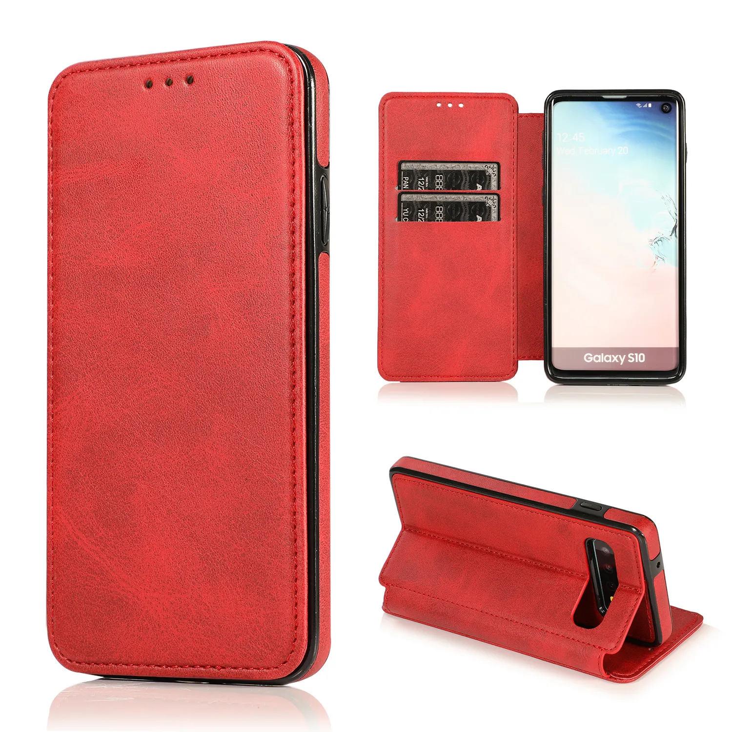 For Samsung S21 S20 FE Note 20 10 Plus Ultra PU TPU Flip Cover with Card Slots Phone Cases Stand Function