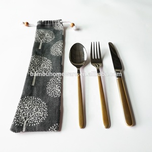 Viajes de <span class=keywords><strong>Camping</strong></span> cubiertos con algodón caso reutilizable de <span class=keywords><strong>la</strong></span> caja de almuerzo de utensilios de viaje portátil juego de plata - Product Image 2