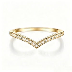 แหวนหมั้นเพชร14K 18K สีทองสำหรับห้องปฏิบัติการ Dainty โค้งวง V-band ethical Def VVS - Product Image 2