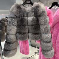 Veste courte en fourrure de renard véritable pour femme, design tendance, fourrure de renard véritable, vêtement d'extérieur moelleux pour l'hiver