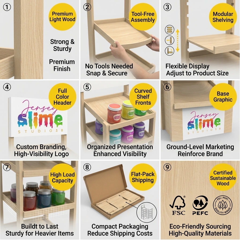 Wholesale Custom Wood Gravity Feed Display Rack for Canned Food Jar FIFO System Sustainable Retail Organic Food Shelf Organizer — view 5