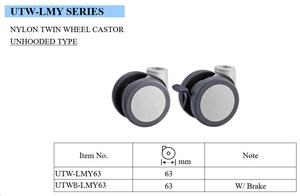 Rueda de Repuesto para Silla de Oficina de Nylon de Alta Calidad, Doble Rueda, 63 mm de Diámetro, Rodamiento Simple, Nuevo Producto de Plástico para Exportación - Product Image 2