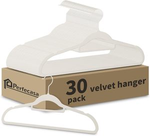 Heavy Duty <b>Plastic</b> Velvet Hangers for Clothes Flocking Non-slip Space Saving Wardrobe Use Single Tier - Product Image 1