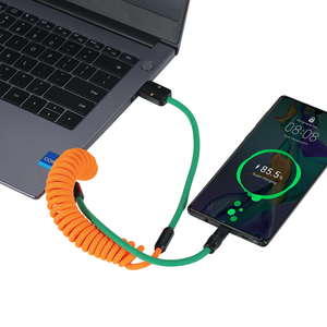 Vente en gros coque en aluminium câble de données rétractable USB vers chargeur de type C à ressort compatible avec Android - Product Image 3