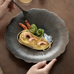 Vajilla rústica en forma de flor de cerámica japonesa para <span class=keywords><strong>restaurante</strong></span>, platos de cena para fruta, Pasta, porcelana única para servir fruta y sopa - Product Image 2