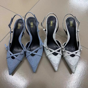 2024 printemps femmes <span class=keywords><strong>jean</strong></span> sandales à talons pointu talon haut bureau dame chaussures belles femmes chaussures - Product Image 5