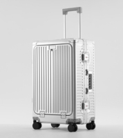 Maleta de Aluminio de Alta Gama con Apertura Frontal, Compartimento para Portátil, Diseño Simple y Elegante, Ruedas Giratorias de 360 Grados, TSA