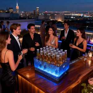 Cubo de hielo iluminado con LED, rectangular, de acrílico, enfriador de cerveza y licor para bares, KTV, fiestas, bañera para bebidas - Product Image 4