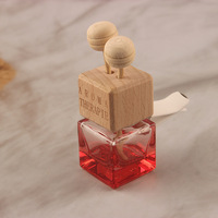 Bouchon en bois Vent Clip Vide 8ml Verre Carré Forme Coloré Bouteilles De Parfum De Voiture Désodorisant Parfum Diffuseur Bouteille pour Voiture