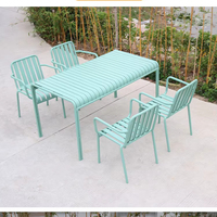 Ensemble table à manger et chaises d'extérieur modernes pour cour, balcon, jardin, thé, café, loisirs colorés, style thé au lait