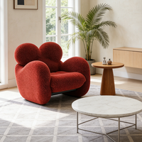 Fauteuil d'appoint moderne en forme de cœur rouge en bouclette, fauteuil confortable en sherpa, canapé simple pour salon, chambre à coucher, meubles de luxe