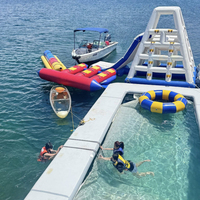 Piscine gonflable pour yacht, piscine flottante pour la mer, ponton avec toboggan aquatique et jeux amusants