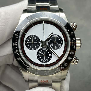 2025 montre mécanique de luxe haut de gamme pour hommes avec bracelet en acier et chronographe à cadran Panda - Product Image 2