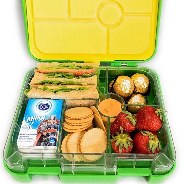 Оптовая продажа, детская пластиковая коробка бэнто на заказ, цветной офисный контейнер для еды, многоразовый японский Ланчбокс с 6 отделениями для школы