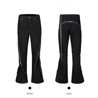 Jean en denim pour homme, coupe évasée avec fermeture éclair, en pur coton, style décontracté, pantalon long, style urbain unique européen et américain