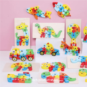 Đồ chơi giáo dục bằng gỗ Montessori bán buôn CE CPC, trò chơi xếp hình <span class=keywords><strong>3D</strong></span> động vật tự làm với chức năng rèn luyện thể chất cho trẻ em - Product Image 6