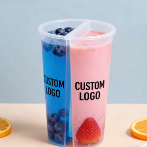 Vaso de Plástico Desechable 2 en 1 de Pared Simple con Doble Compartimento, 90 mm de Diámetro, 350 ml, para Jugo con Hielo para Café - Product Image 6