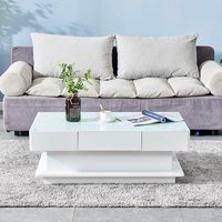 Table basse en bois et verre, haute brillance, ronde, pour la maison,
