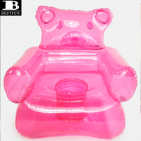 Chaise ours gonflable en PVC rose transparent, canapé en plastique durable, fauteuil de salon, mobilier pour l'extérieur, intérieur