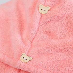 Turban de séchage capillaire en microfibre de velours corail haute densité, double couche épaissie, ultra absorbant, avec bordure de bain - Product Image 5