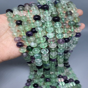 Chaîne de perles de fluorite naturelle multi-couleurs de haute qualité, perles de cristal naturelles de 8 mm, pierres de guérison, chaîne de 45 perles. - Product Image 1