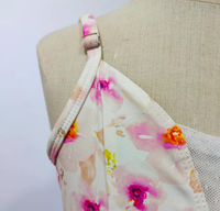 Nouvelles arrivées 2026 : Robe de danse rose à col en V, motif floral estival, pour ballet