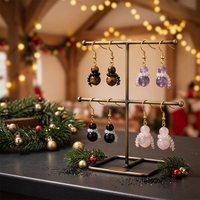 Boucles d'oreilles pendantes en pierres précieuses de cristal de guérison, motif bonhomme de neige d'hiver, Améthyste, Pierre de lune, Œil de tigre, Bijoux de yoga en cristal pour Noël