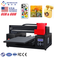 Imprimante jet d'encre UV numérique A3 Refinecolor, machine d'impression à plat pour les petites entreprises, céramique, verre, coque de téléphone, toile, balles de golf
