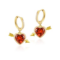 Boucles d'oreilles créoles Jiachen, nouvelle collection, motif flèche de Cupidon romantique, zircon 5A, plaqué or 18 carats, cadeau d'anniversaire pour femme