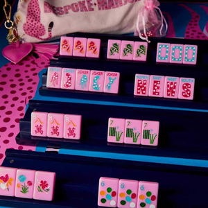 Custom Petal Pink Leopard American Mahjong Tiles Ready Stock Real Shot Fast Shipping - Product Image 1