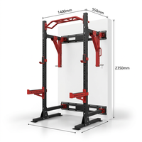 Estación Multifuncional Comercial de Acero Plegable para Montaje en Pared, con Rack de Sentadillas, Tubo 75x75 de 3mm, Máquina Smith Contrabalanceada y Entrenador Funcional