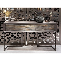 Console de luxe légère pour hall d'entrée, plateau en marbre, finition dorée, noire ou argentée, style baroque en métal pour salon