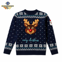 Pull en tricot doux et respirant pour homme, personnalisé ODM/OEM, avec motif flocon de neige, cœur et renne, idéal pour Noël, avec logo frontal