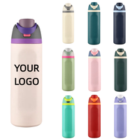 Bouteille d'eau en acier inoxydable avec logo personnalisé, 24 oz, gourde isotherme sous vide avec couvercle à clapet