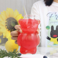 Vente en gros d'ours en peluche de dessin animé mignon de célébrité internet créatif tasse en verre eau café jus lait tasse