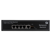 Commutateur Ethernet PoE VCOM 1000 Mbps, 4 ports, 48 V, 1GE Uplink pour l'alimentation des caméras de sécurité, des bureaux, des écoles et des applications IoT