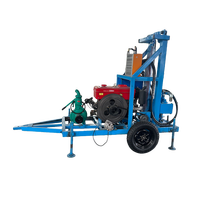 Machine de forage de puits hydraulique portable sur châssis mobile avec moteur diesel FY, profondeur maximale de 200 m. Plateforme de forage de puits d'eau 380V