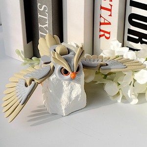 <span class=keywords><strong>Figurine</strong></span> <span class=keywords><strong>de</strong></span> hibou en plastique imprimée en 3D à chaud Animal articulé avec articulations flexibles - Product Image 4